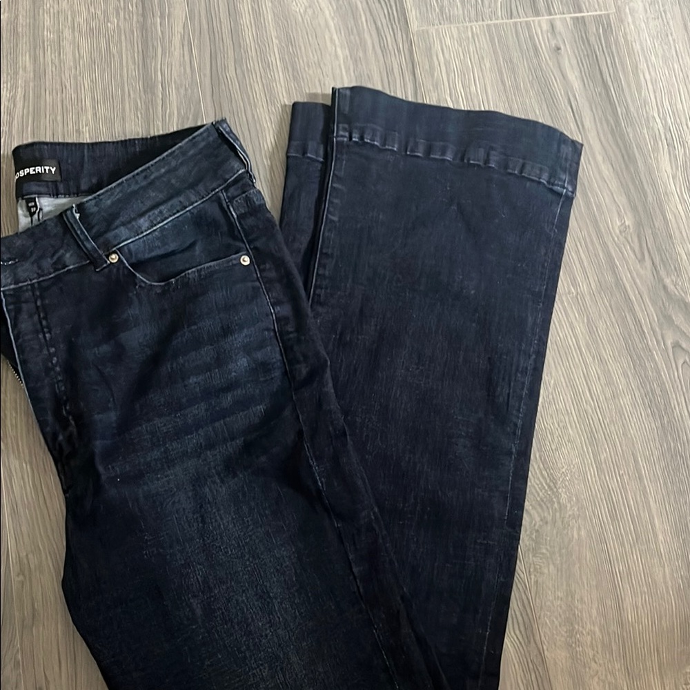 Blue Flare Wide Leg Jeans with Classic Denim Stitching